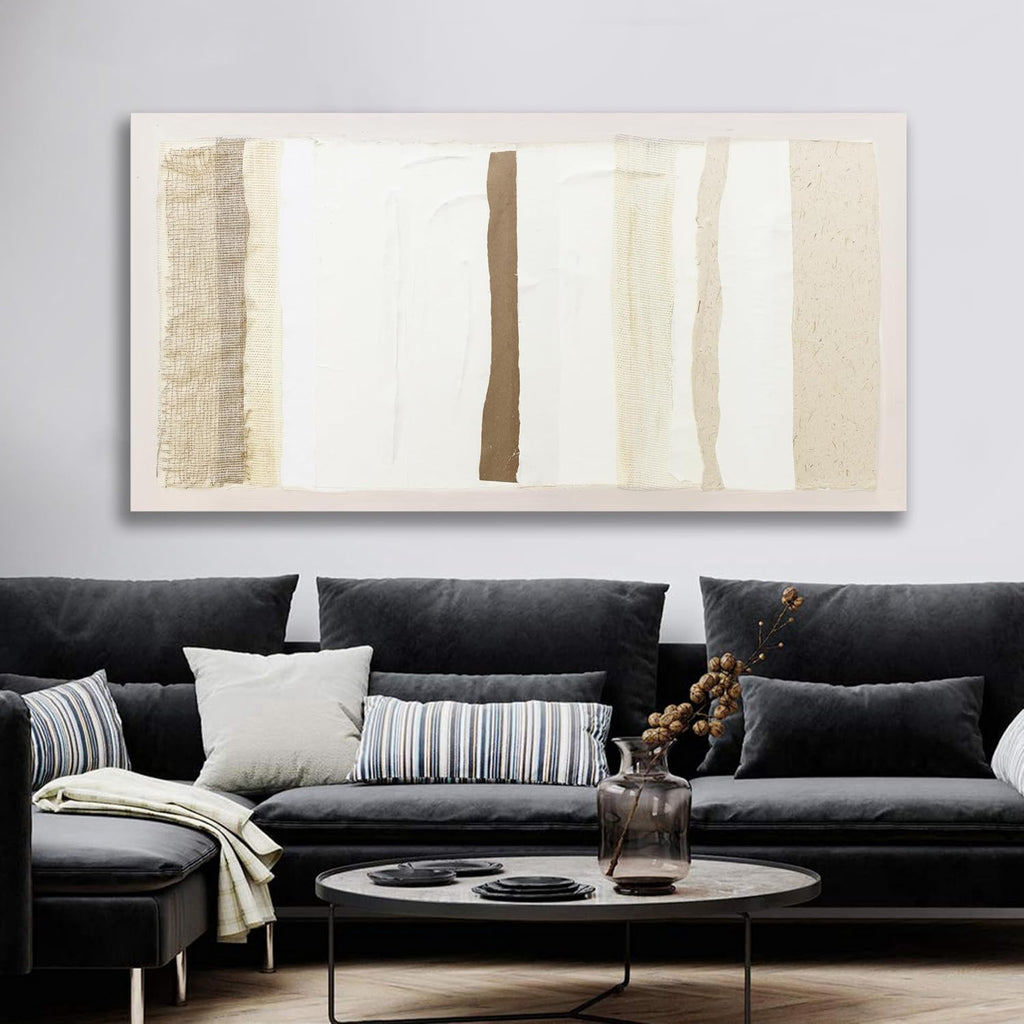 Neutral Wall Art Decor Modern Canvas Art Wall Decor Brown And White Artwork for Walls Oversized Wall Art Prints Large Wall Art for Living Room 29'X58' for Room Bedroom Office Decor
