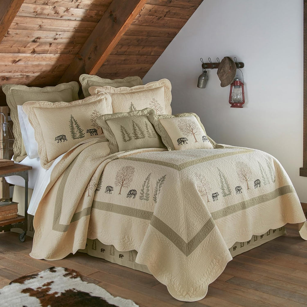 Donna Sharp King Bedding Set - 3 Piece - Bear Creek Cotton Lodge Quilt Set with King Quilt and Two King Pillow Shams - Fits King Size Beds - Machine Washable