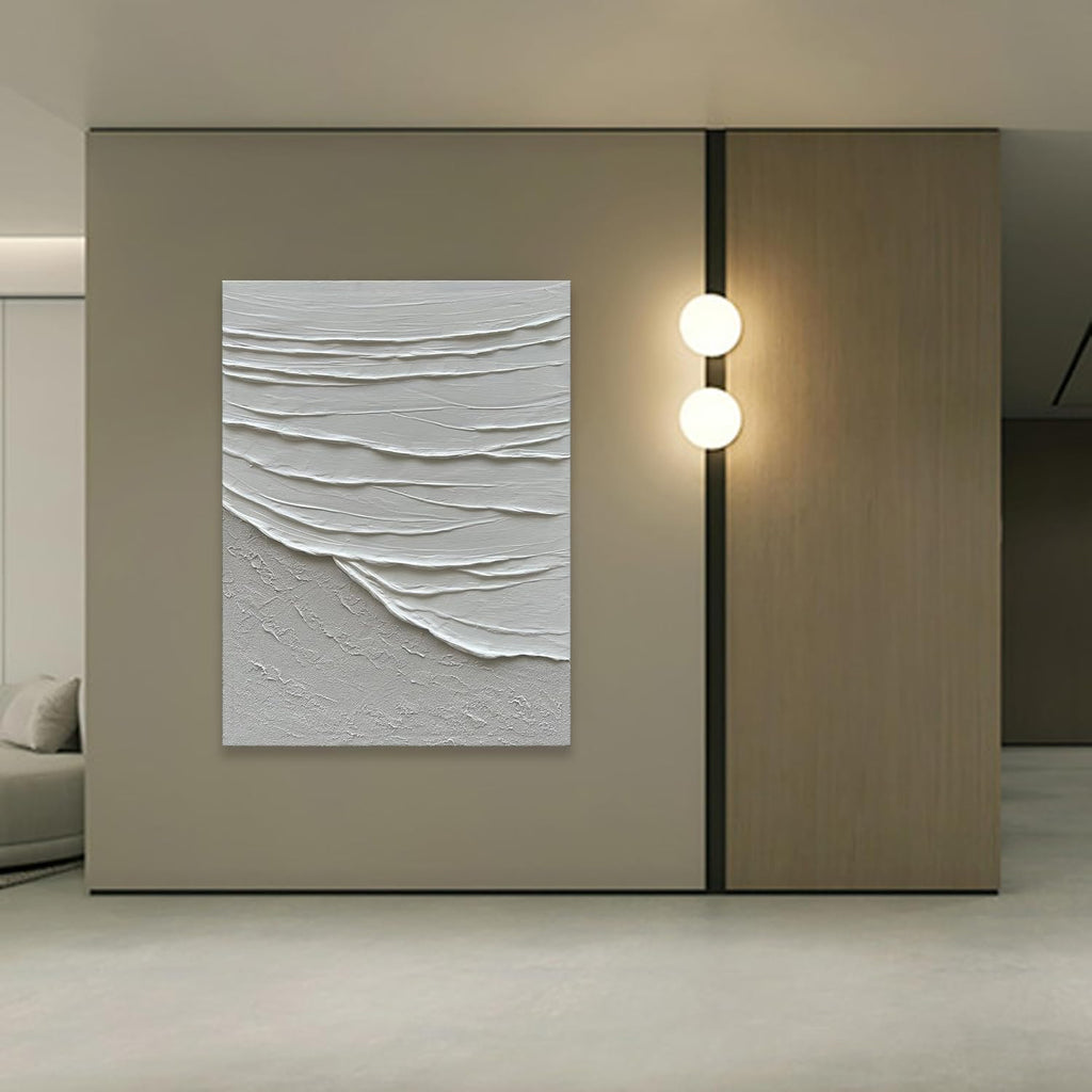 NANKAI Hand Painted Modern Abstract Painting 3D Textured Canvas Wall Art Minimalism Ocean Wave Oil Painting Living Room Bedroom Wall Decoration 28x40 Inches