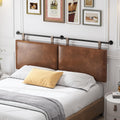 King Headboard, Wall Mounted Hanging Upholstered Soft Bed Head Board with Modern Design Faux Leather Headboards Ideal for Bedroom (Brown Leather, King