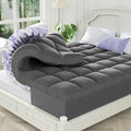 ChiXpace Dual Layer 5 Inch Memory Foam Mattress Topper Full - 3 Inch Pillow Top Mattress Pad and 2 Inch Gel Memory Foam, 7-Zone Egg Crate Full Size Mattress Topper (Gray)