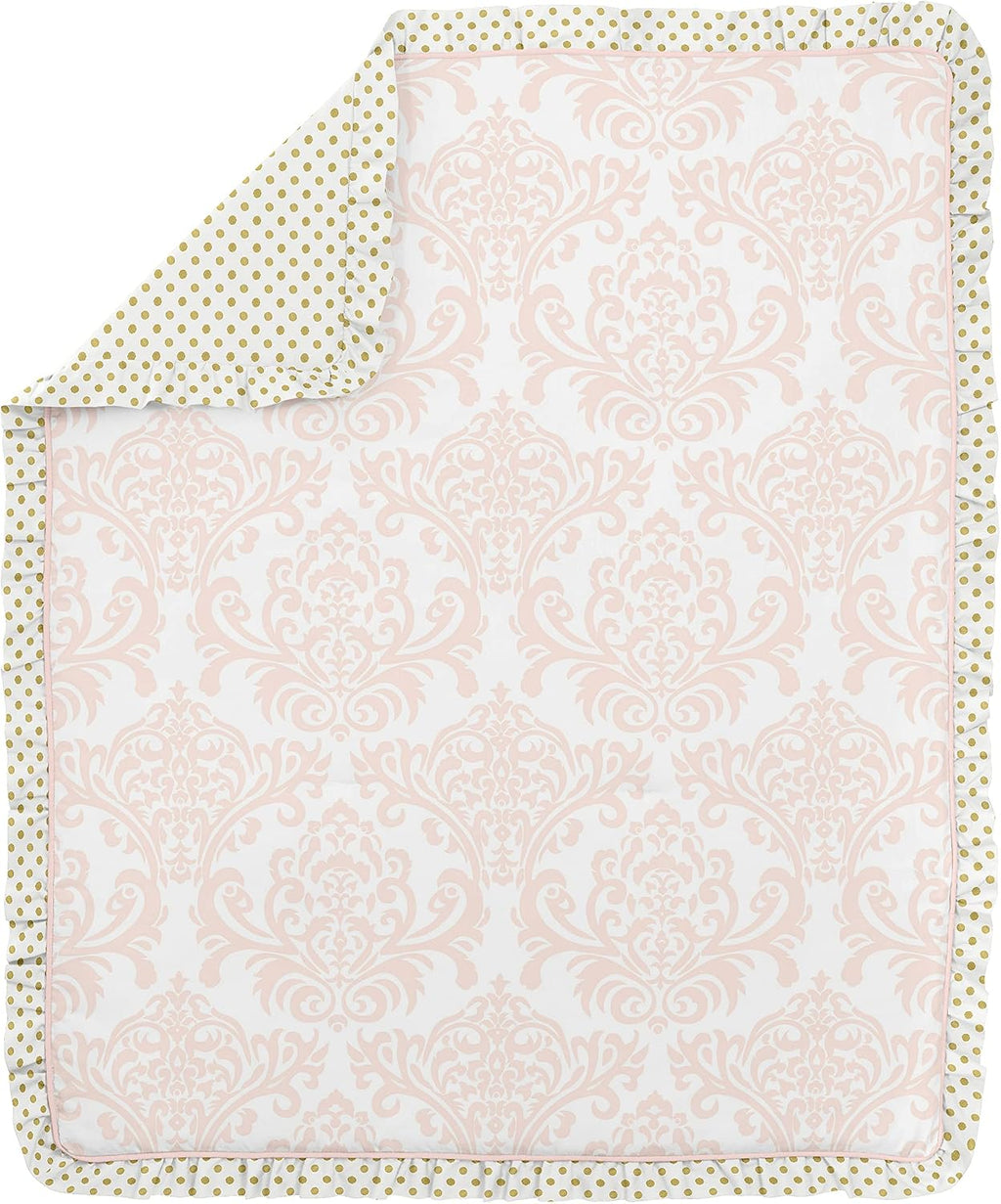 Sweet Jojo Designs Blush Pink White Damask and Gold Polka Dot Amelia Girl Baby Bedding 4 Piece Crib Set