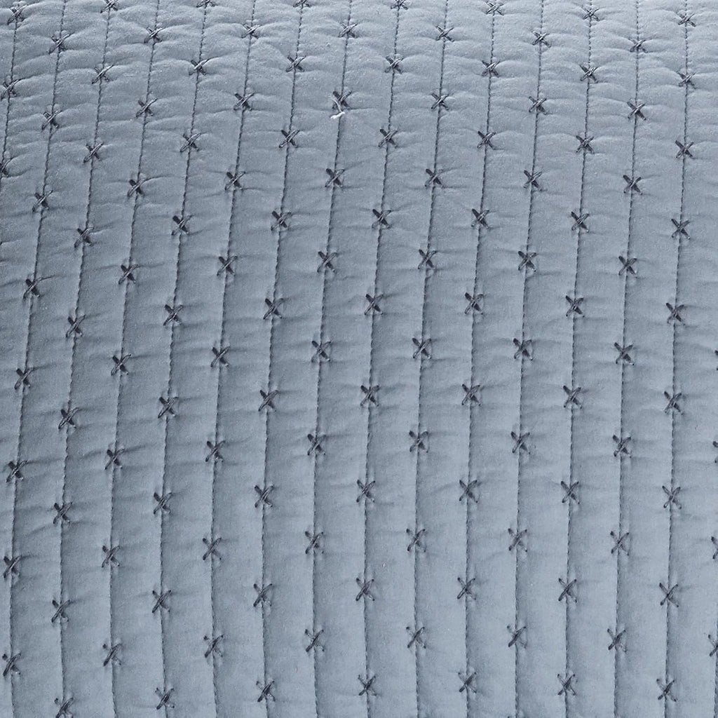 Levtex Home - Cross Stitch Chambray Quilt Set - Full/Queen Quilt + Two Standard Pillow Shams - Cross Stitched Pattern - Quilt Size (88x92in) and Pillow Sham Size (26x20in) - Reversible - Cotton Fabric