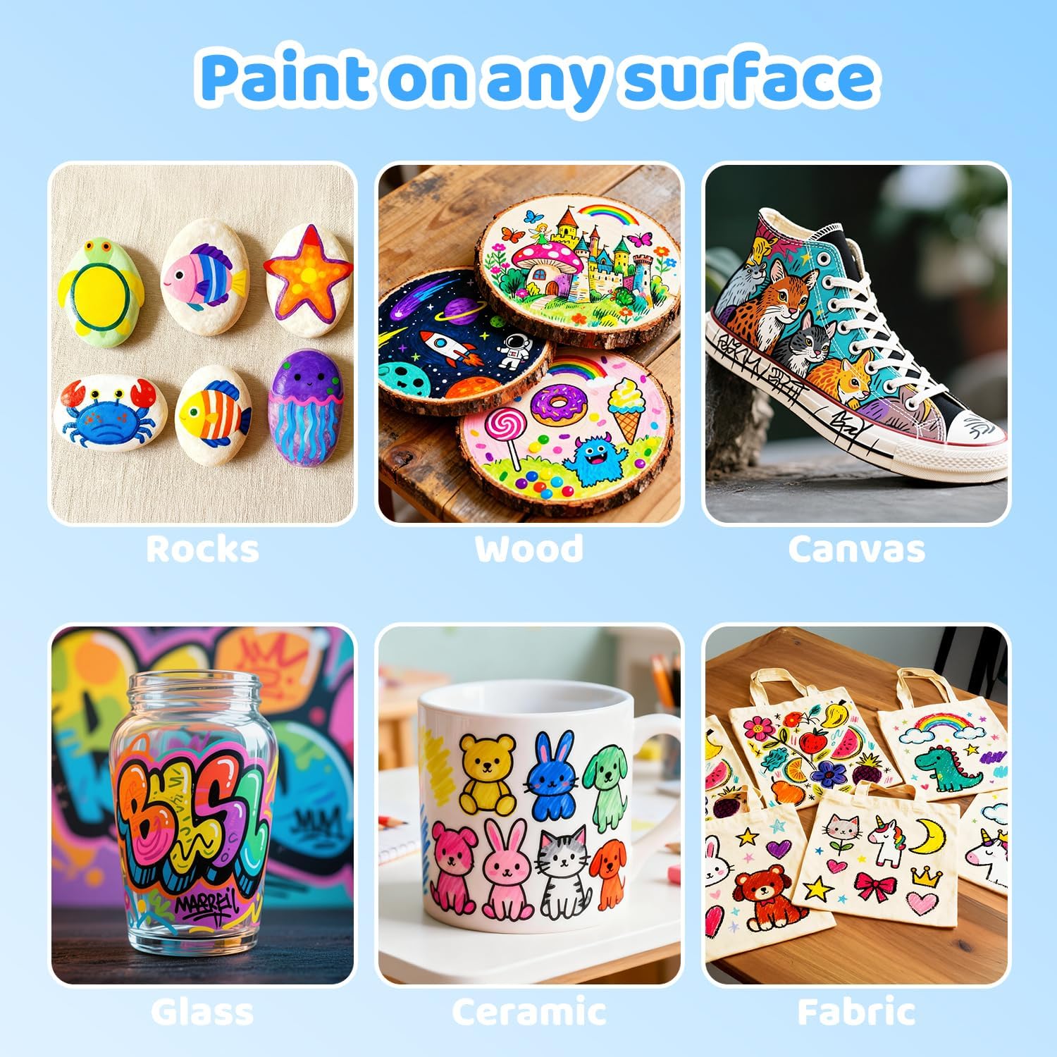 Guangna 240 Colors Acrylic Paint Markers, Brush Tip Acrylic Paint Pens for Pumpkin Paint, Christmas Art, Rock Painting, Wood, Glass, Ceramic, Canvas, Stone, DIY Crafts