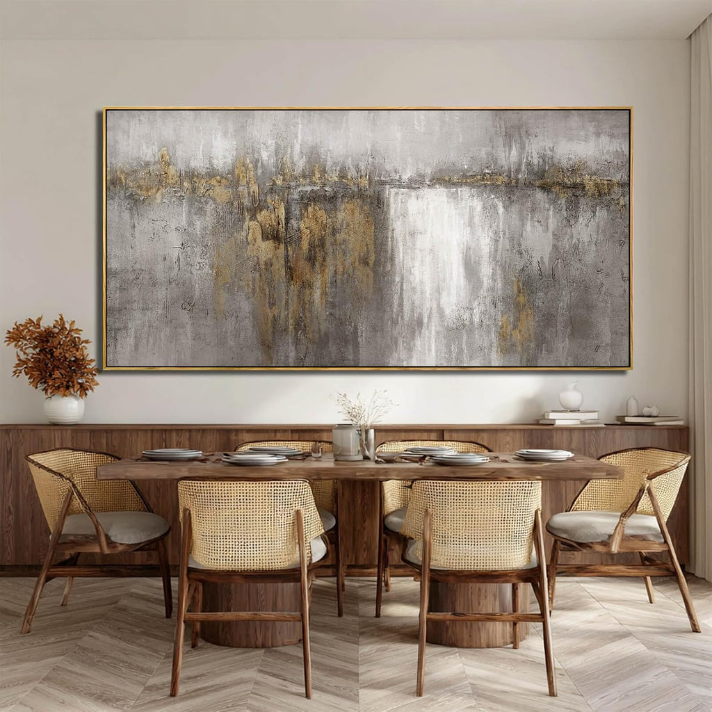 Neutral Canvas Arts Gold Wall Art Decor Framed Abstract Pictures Grey Prints Artwork for Living Room Bedroom Dining Room Home Office Decor 29'x58'