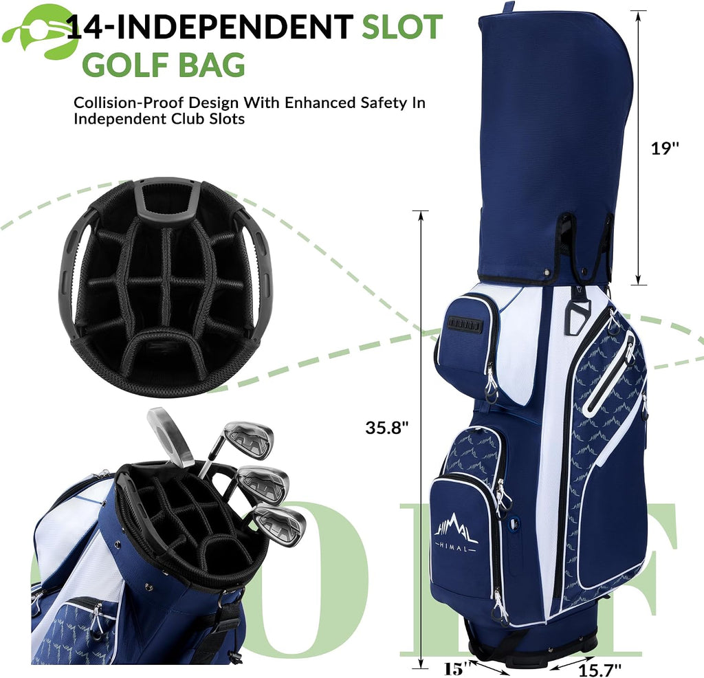 uniHimal 14 Way Golf Cart Bag Featuring Full-Length Divider Top and Multiple Pockets, Golf Bag for Men with Handles and Rain Cover