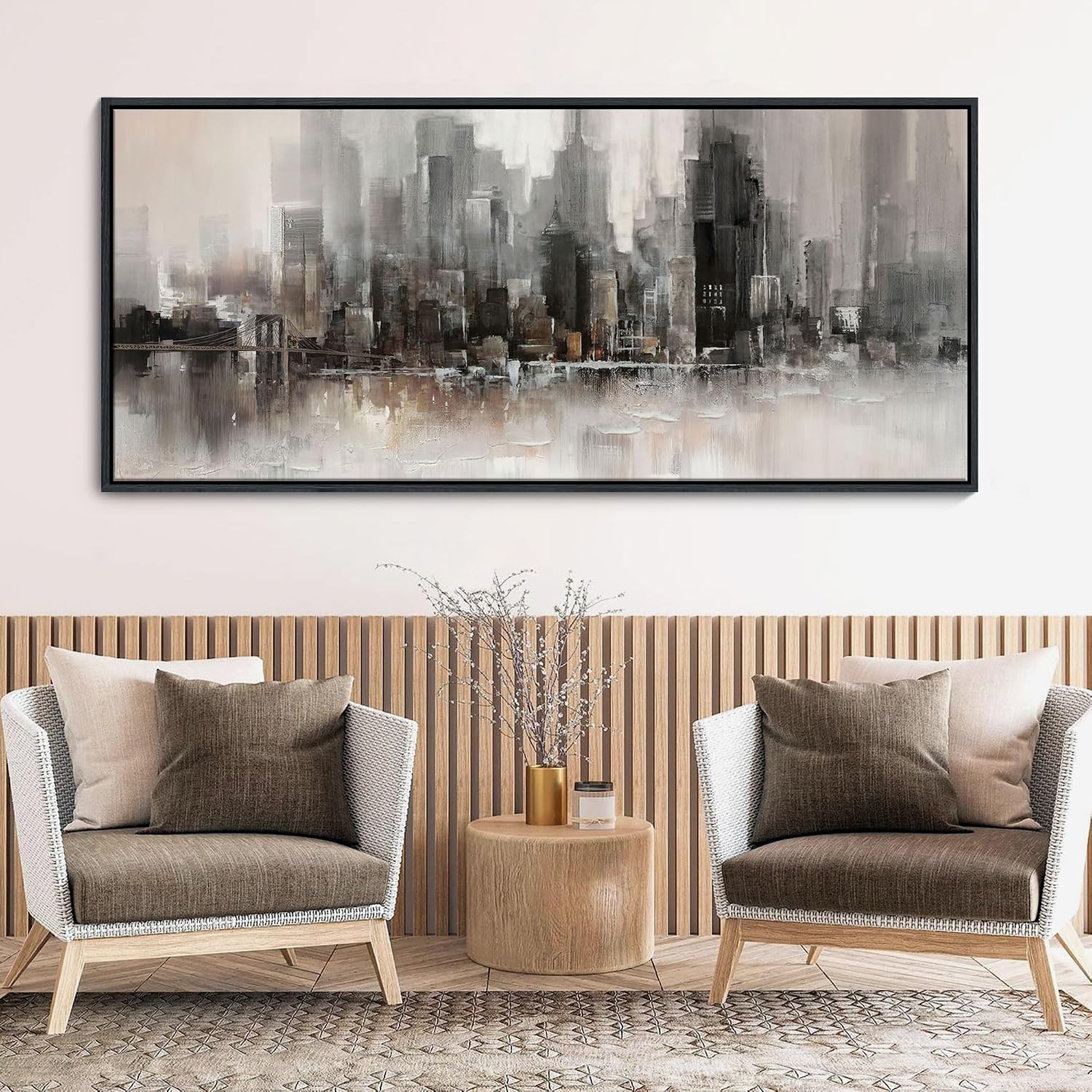 YDYSUNE Living Room Wall Decor Framed Wall Art Extra Large Cityscape New York Decoration Canvas Print Brooklyn Bridge Themed Painting Modern Canvas Wall Art for Bedroom 70x31INCH