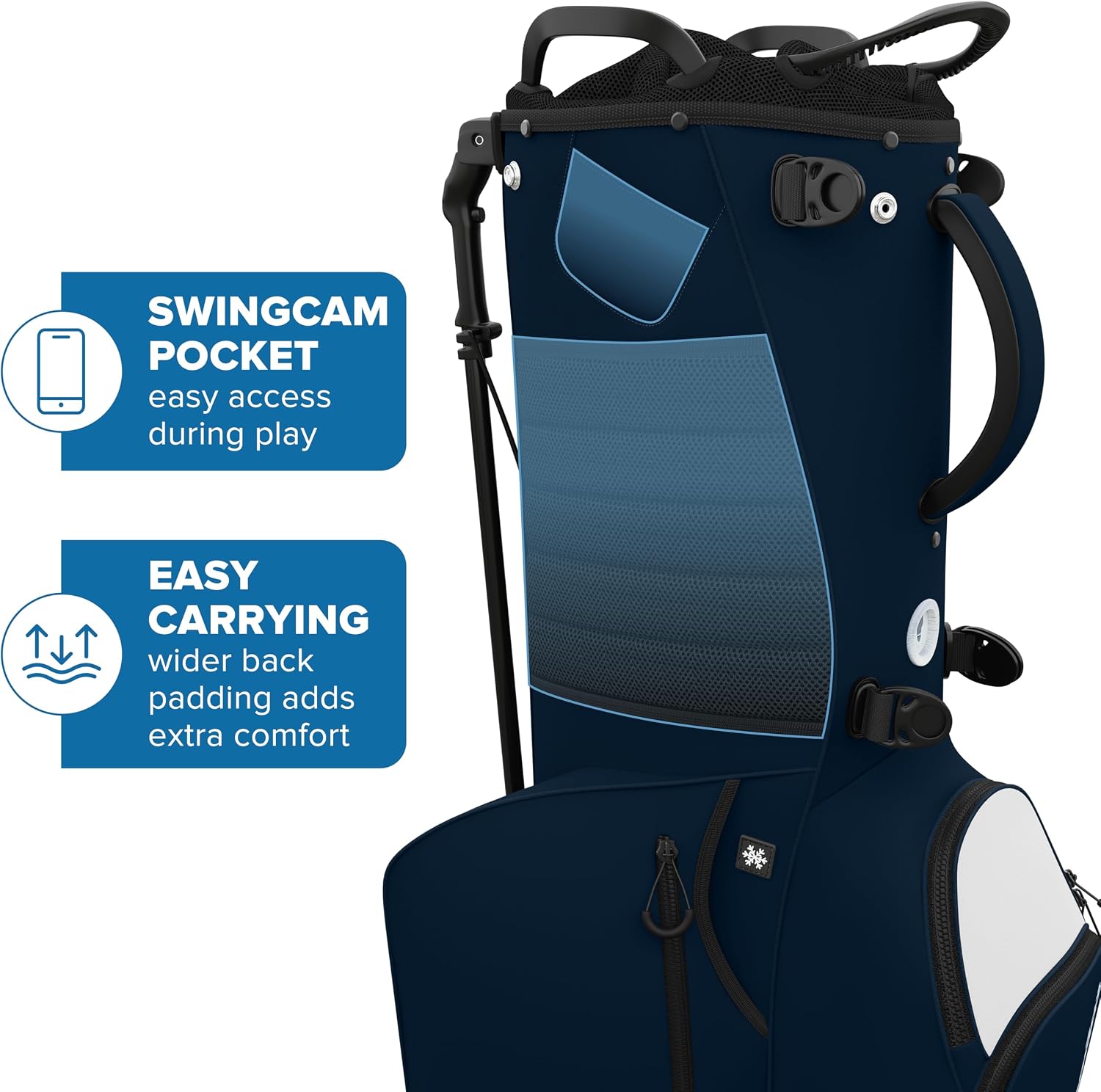 Golf Stand Bag - Lightweight Golf Bag with Stand and 7 Way Dividers, Dual Strap, Waterproof Pocket, Insulated Sleeve, Easy-Lift Handles and Swing-Cam Holder