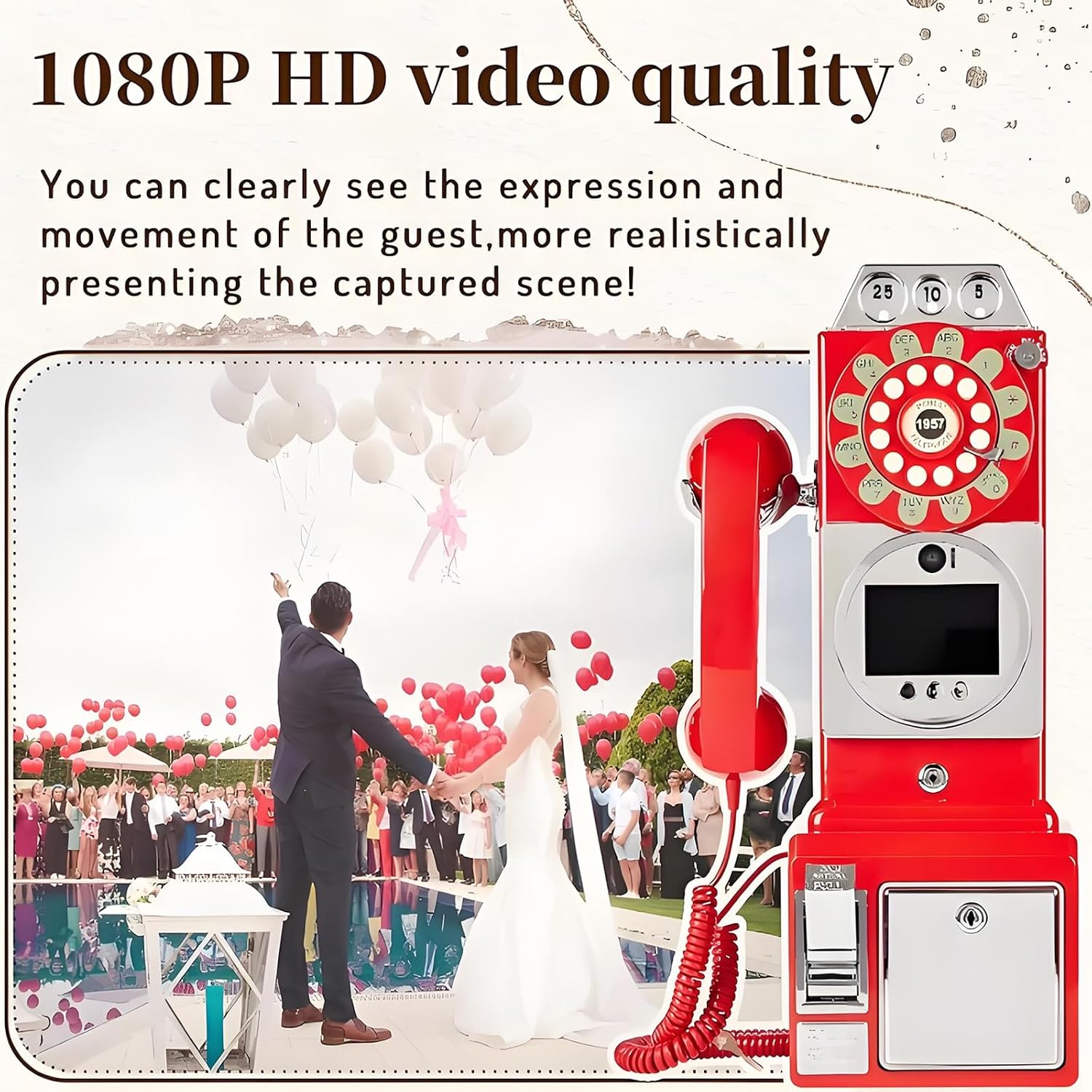 New Video Audio Guest Book Wedding Phone, 32G 1080P HD Video Audio Phone Guestbook, Creative Record Audio GuestBook for Wedding Bridal Shower, Birthday, Graduations, Baby Shower(Black)
