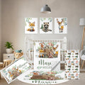 Terwex Personalized Baby Bedding Set, 5 Pcs Custom Baby Crib Sets with Name, Toddler Bedding Set for Baby Boys Girls, Forest Animal Double Layer Nursery Bedding Set, Customized Gifts for Infants Kids