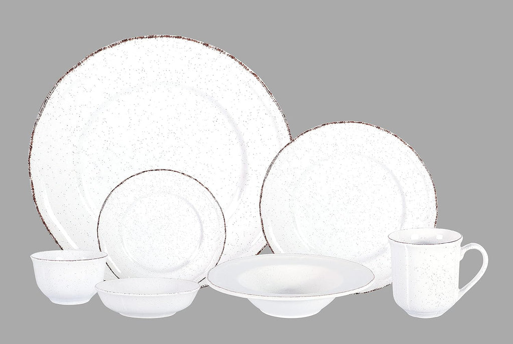 56pc Dinnerware Set, Plate and Bowl Set, Stoneware Dishes Set for 8, Microwave and Dishwahser Safe, Scratch Resistant, French Countryside Speckled Antique White