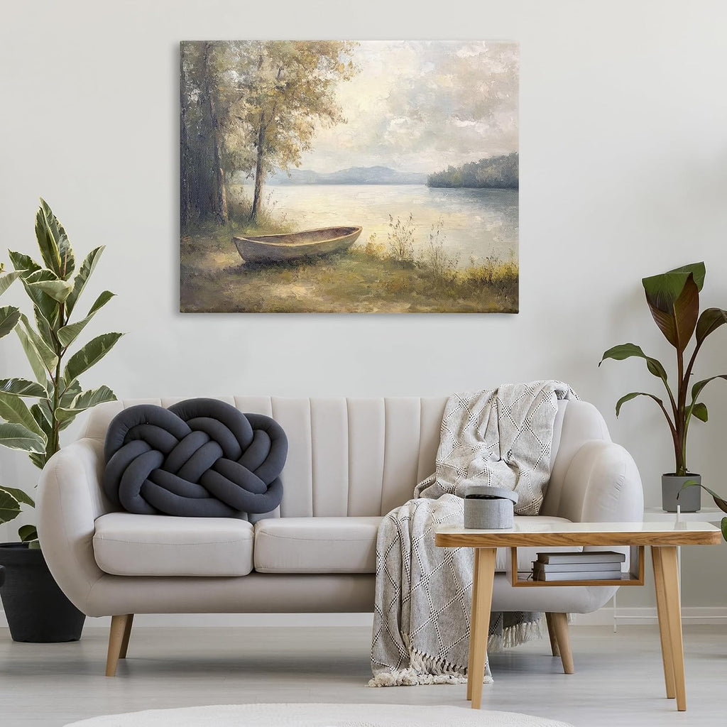 Stupell Industries Boat at Lake's Edge Canvas Wall Art, design by Petal Prints Design, 48 x 36