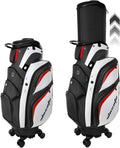 Golf Club Travel Bag with Wheels, Golf Cart and Travel Bag Retractable Cover,Golf Carry Bag for Men and Women, Multiple Storage Pockets, Shoe Compartment, Golf Cart Bag, 4 Colors to Choose from