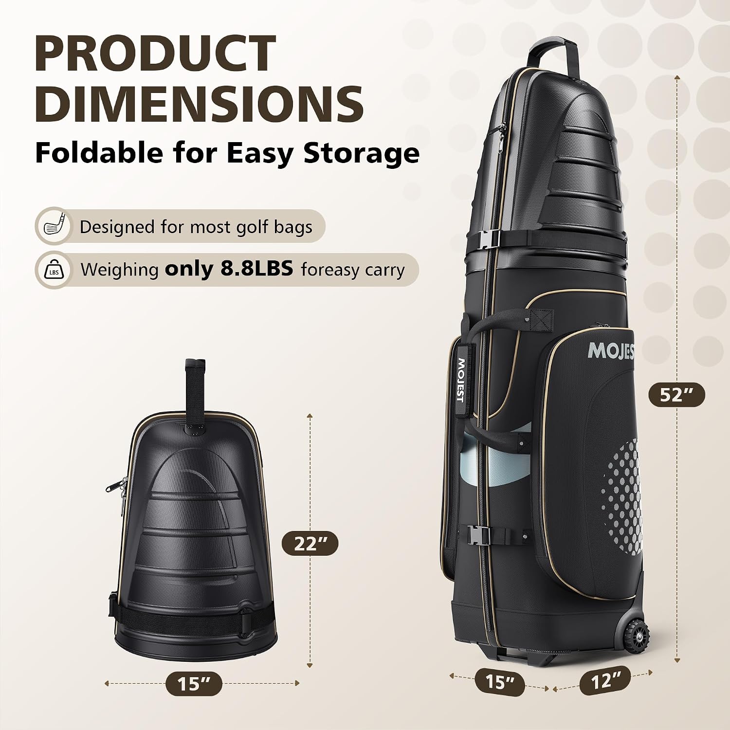 Golf Travel Bags for Airlines with Wheels, Hard Case Top and 1680D Heavy Duty Oxford Protect Golf Clubs, Lightweight and Easy to Maneuver