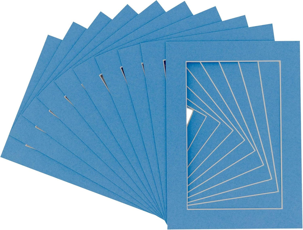 11x14 Mat for 12x18 Frame - Precut Mat Board Acid-Free Show Kit with Backing Board, and Clear Bags Bay Blue 11x14 Photo Matte Made to Fit a 12x18 Picture Frame Matboard for Framing, Pack of 25 Mats