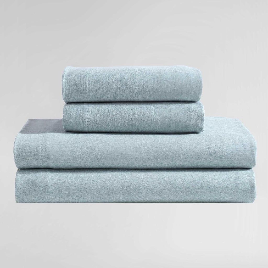 Calvin Klein - King Size Sheets Set, Naturally Soft Cotton-Blend Melange Jersey Bedding - Bed Sheets with Matching Pillowcases & Fitted Sheet (Modern Cotton Aqua)