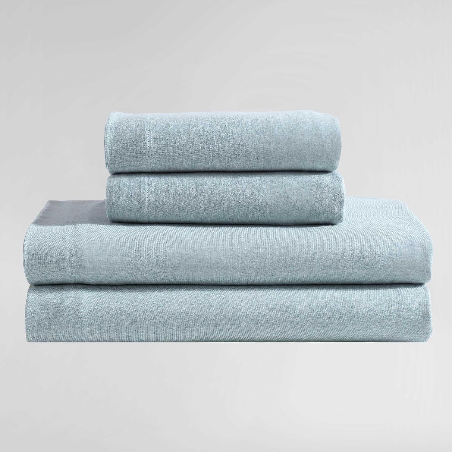 Calvin Klein - King Size Sheets Set, Naturally Soft Cotton-Blend Melange Jersey Bedding - Bed Sheets with Matching Pillowcases & Fitted Sheet (Modern Cotton Aqua)