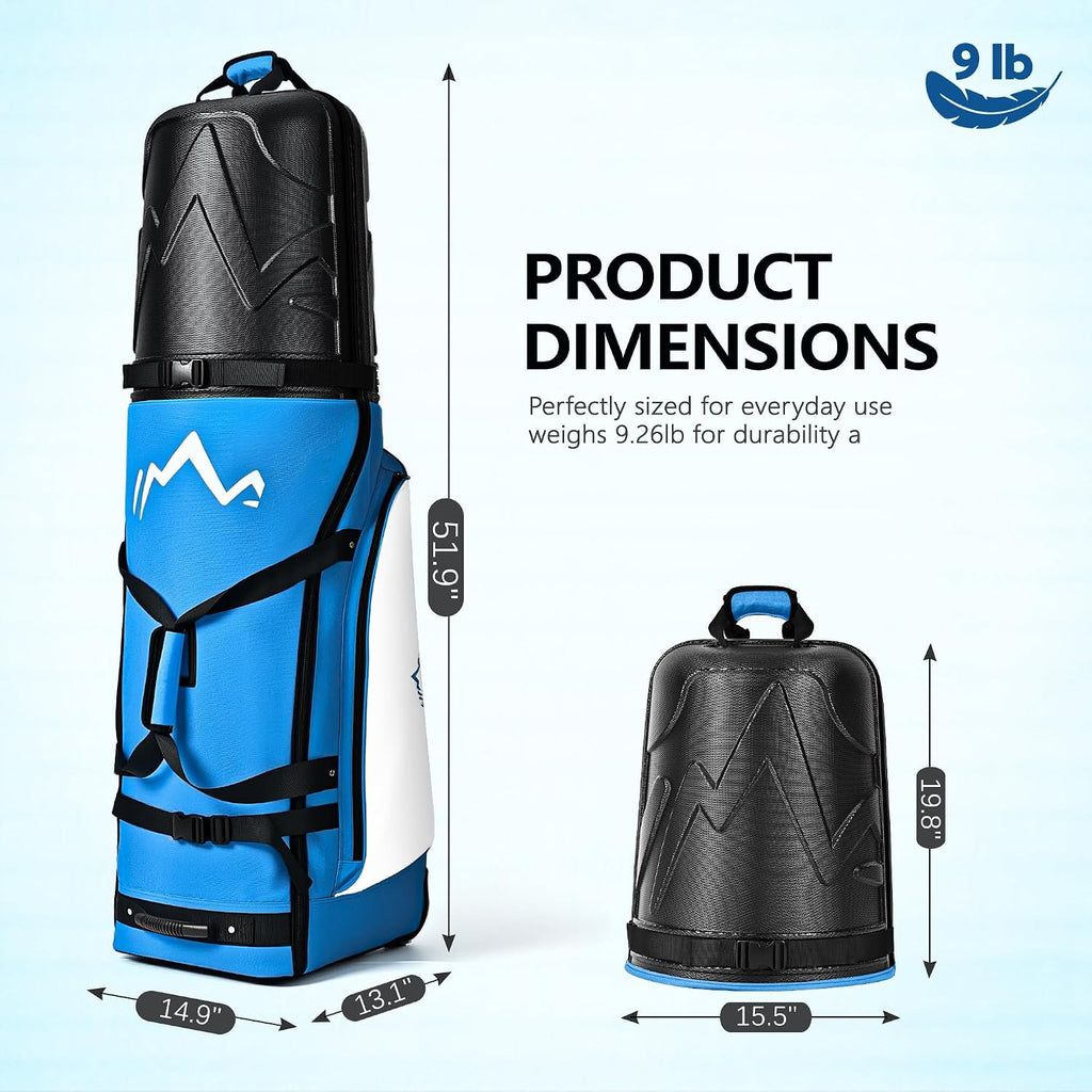 uniHimal Golf Travel Bag for Airlines with Wheels, PC Hard Case Top Golf Club Travel Bag with 1680D Fabric, Shield Your Clubs with Lightweight Durability
