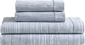 Calvin Klein - King Size Sheets Set, Crisp & Tailored Cooling Sheets w/a Naturally Smooth Cotton Percale Lightweight Feel - Bed Sheets with Matching Pillowcases & Fitted Sheet (Wavy Stripe Blue)