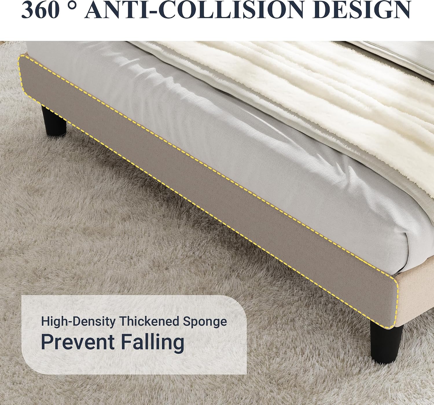 Allewie King Size Bed Frame with Button Tufted Wingback Headboard, Modern Upholstered Bed Frame with Solid Wooden Slats Support - No Box Spring Needed, Easy Assembly, Beige