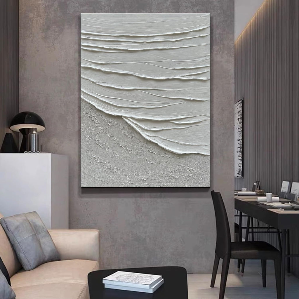 NANKAI Hand Painted Modern Abstract Painting 3D Textured Canvas Wall Art Minimalism Ocean Wave Oil Painting Living Room Bedroom Wall Decoration 28x40 Inches
