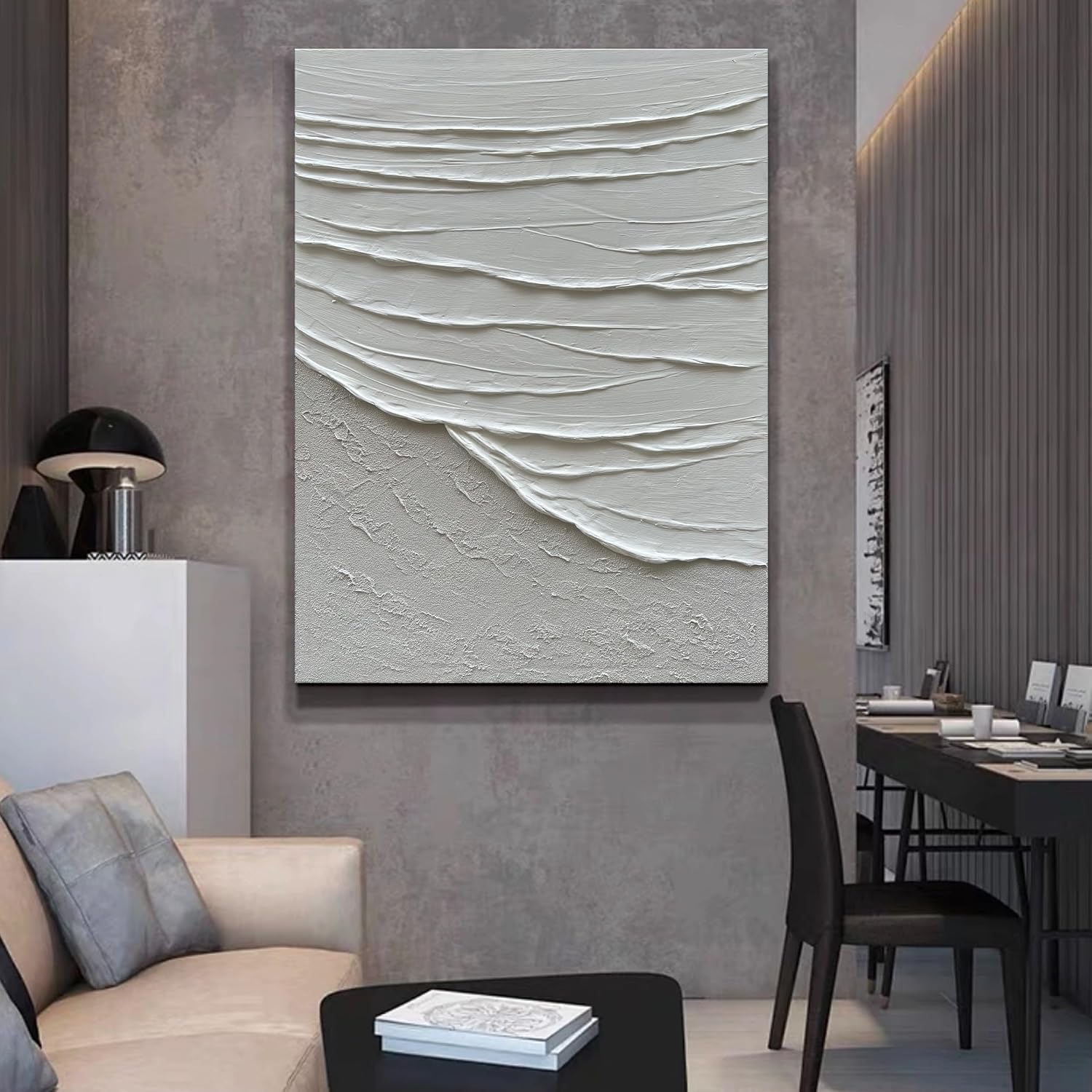 NANKAI Hand Painted Modern Abstract Painting 3D Textured Canvas Wall Art Minimalism Ocean Wave Oil Painting Living Room Bedroom Wall Decoration 28x40 Inches