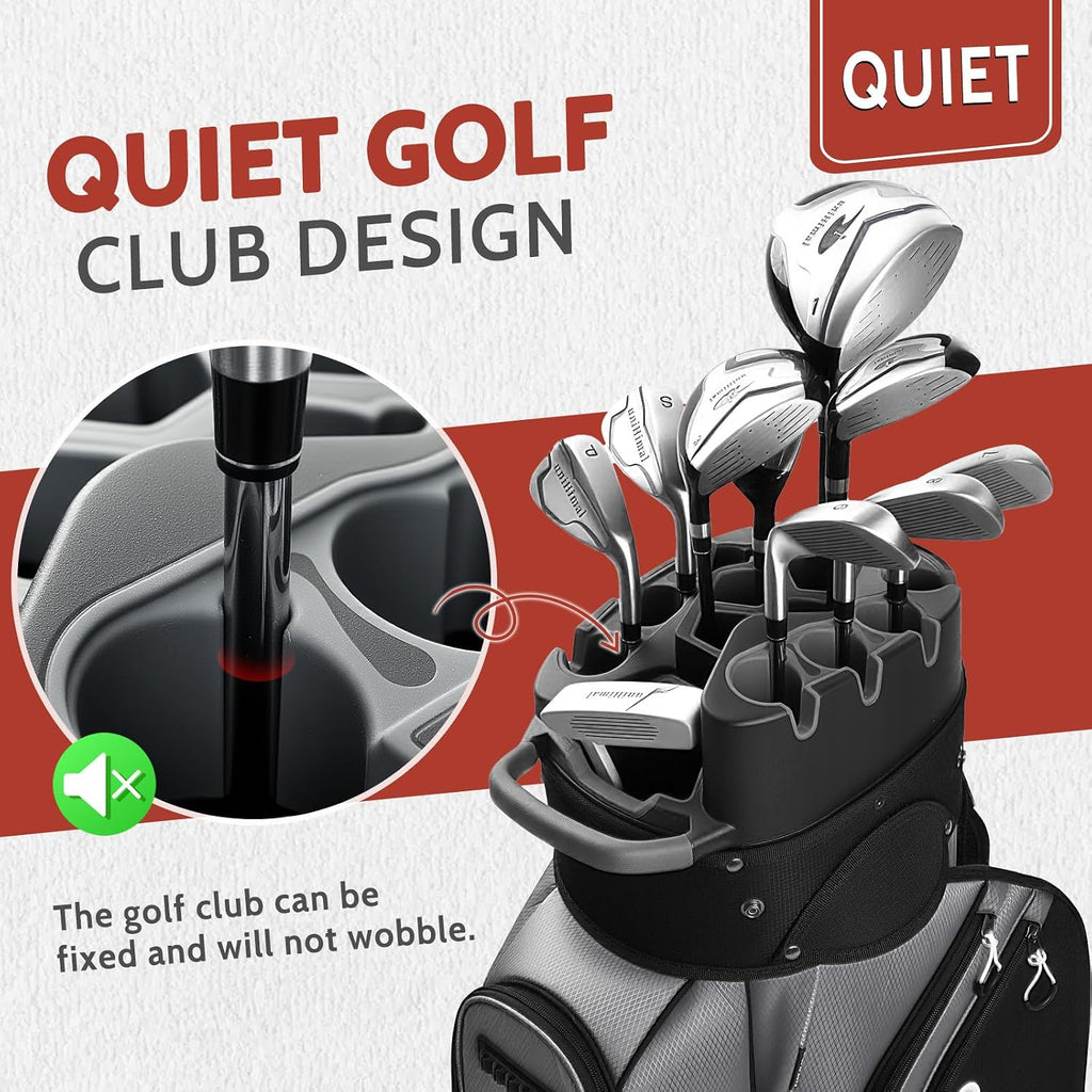 uniHimal14-Way Golf Cart Bag Pro with Full Length Divider Top, Golf Bag for Men with Handles and Rain Cover