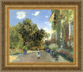 Design Toscano Monet's Artist's House at Argenteuil, 1873 Wall Art Painting, Small, 17x15 Inch, Giclee Canvas, Gold Resin Frame