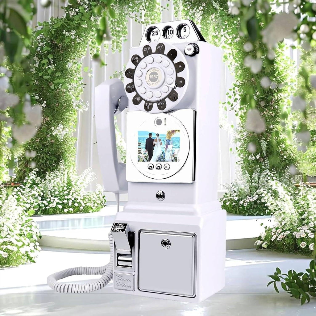 Video Audio Guest Book Wedding Phone, Video Audio Phone Guestbook, with MP4 & Audio Features, 5-7 Hours Usage, 5000mAh Battery,White