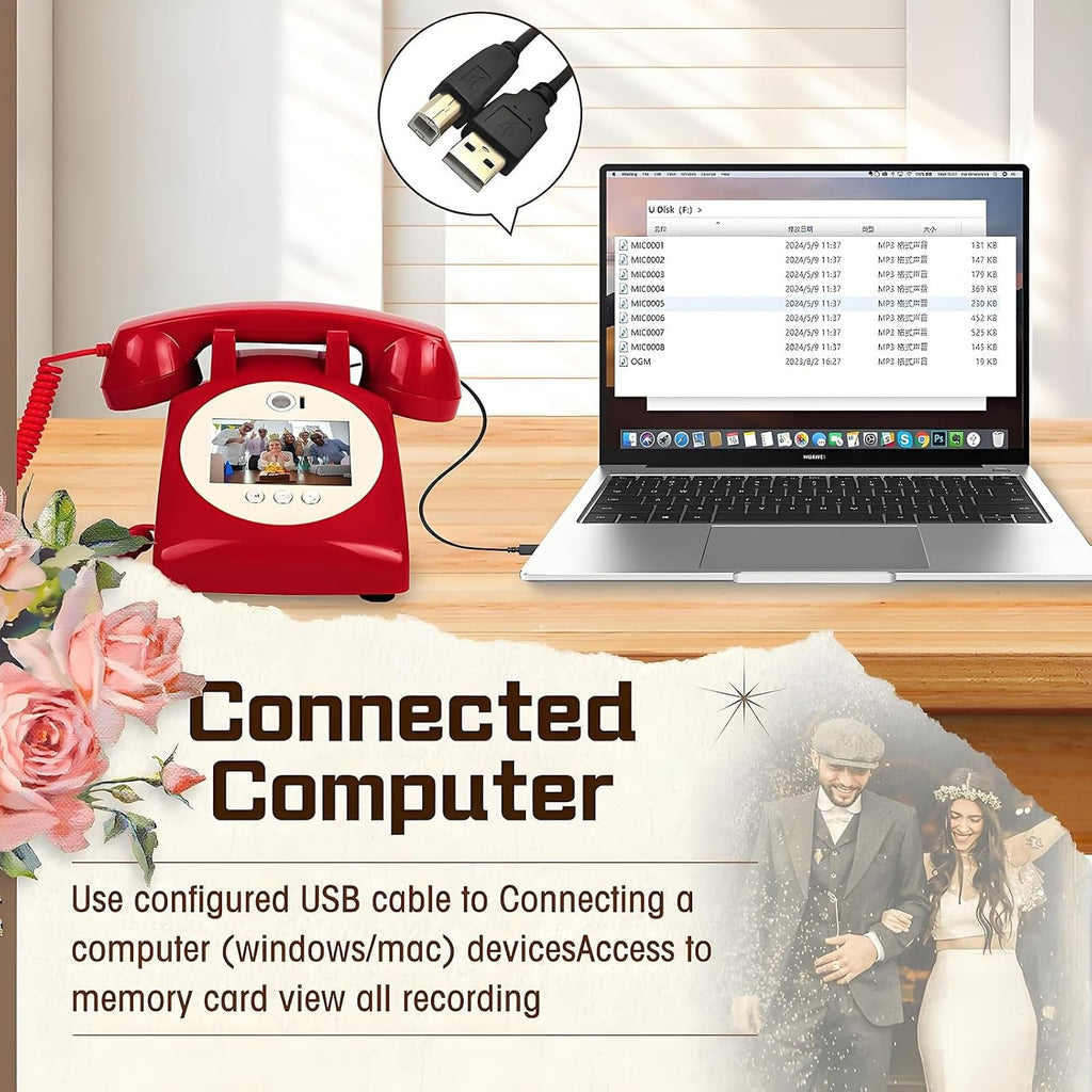 Video & Audio Guest Book, Wedding Phone Guestbook with Lens Recording,32G Memory Card, 1080p HD Video Guestbook for Engagements/Anniversaries/Graduation(Black)