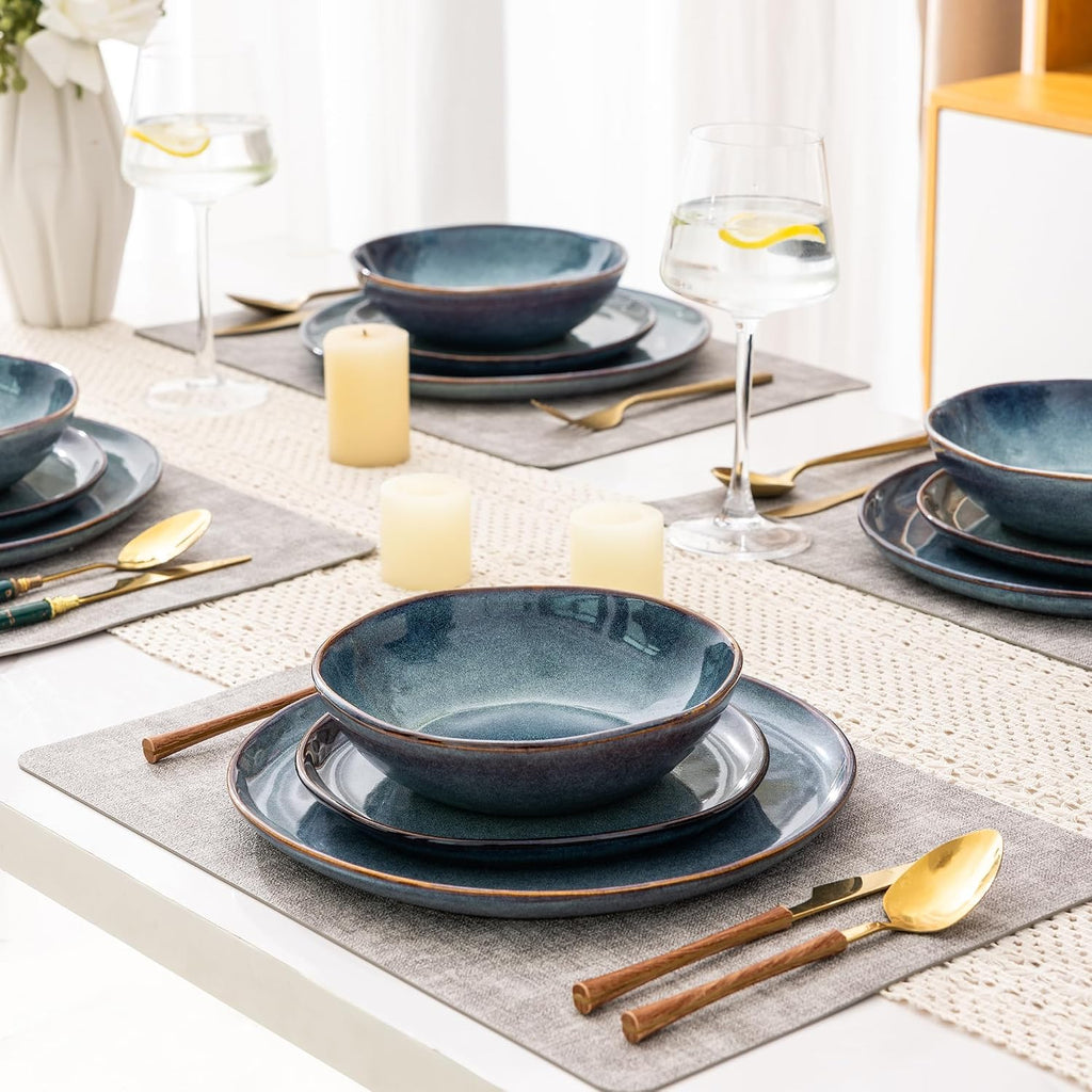 AmorArc Ceramic Dinnerware Sets,Handmade Reactive Glaze Stoneware Plates and Bowls Sets,Highly Scratch Resistant | Dishwasher & Microwave Safe Dishes Set,Service for 8 (24pc)