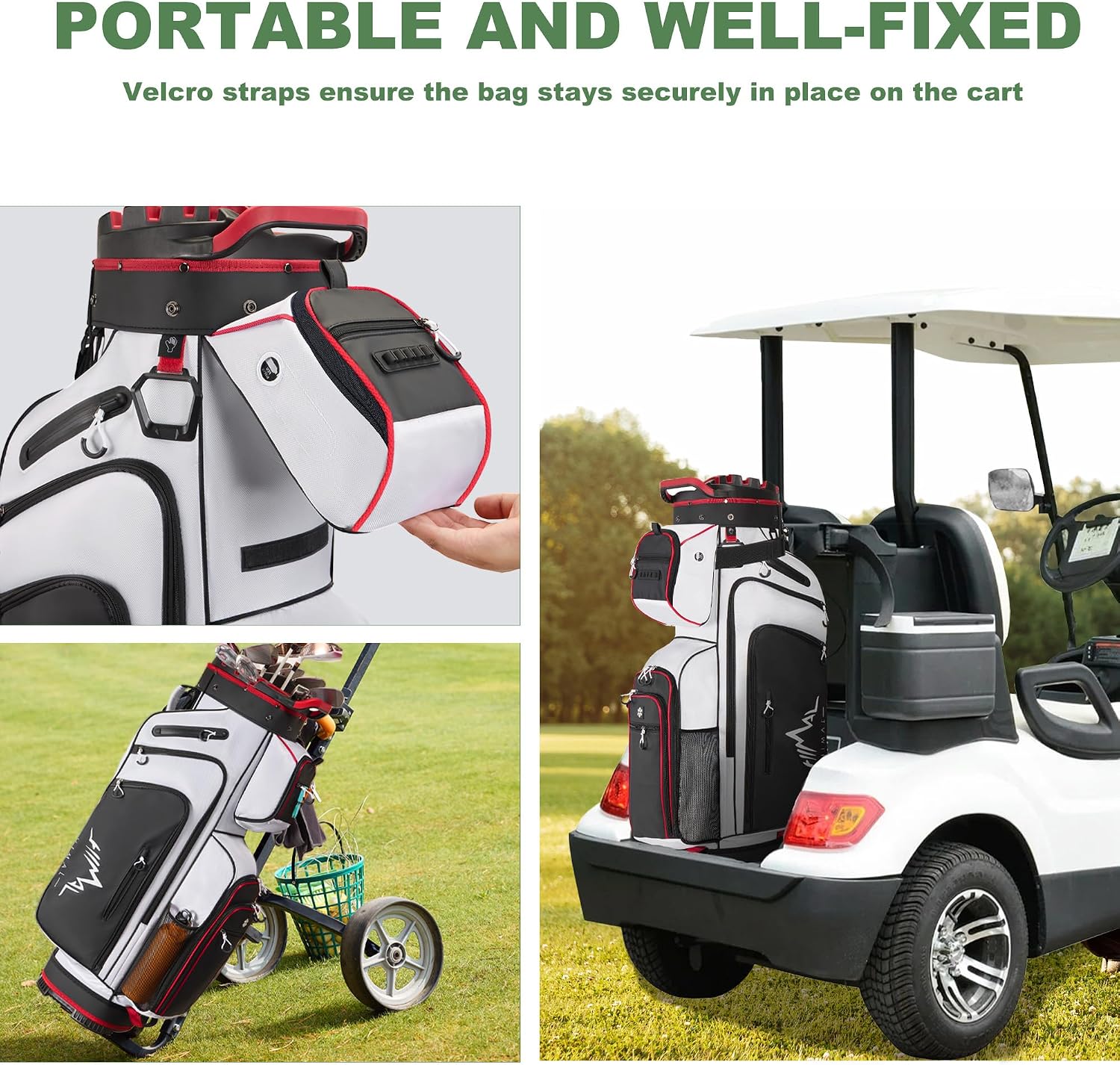 uniHimal Golf Cart Bag with 14-Way Full-Length Dividers, Golf Bag for Men Women with Magnetic Leather Pocket, Handles and Rain Cover, Lightweight Golf Club Bag Includes Cooler Pockets