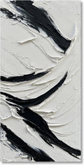 NANKAI Art Hand Painted Oil on Canvas in Black and White 48x24 inches Modern Abstract Minimalist Oil Painting Home Wall Decorative Art