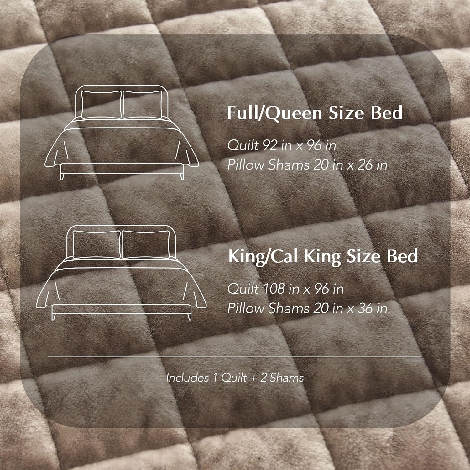 RECYCO Luxury Velvet Quilt Set, California King 118'' x 106'' Oversized Bedspread, Ultra Soft Velvet Comforter, Lightweight Box Stitch Bedding Sets for All Season, with 2 Shams, Natural Tan