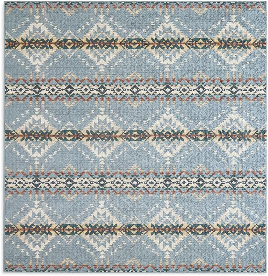 Pendleton King Quilt Set – 100% Cotton 3 Piece Quilt Set with Shams, Soft Lightweight Bedding for King Size Bed, Light Blue Patterned Comforter Alternative, King Bedding Set (Bridge Creek)
