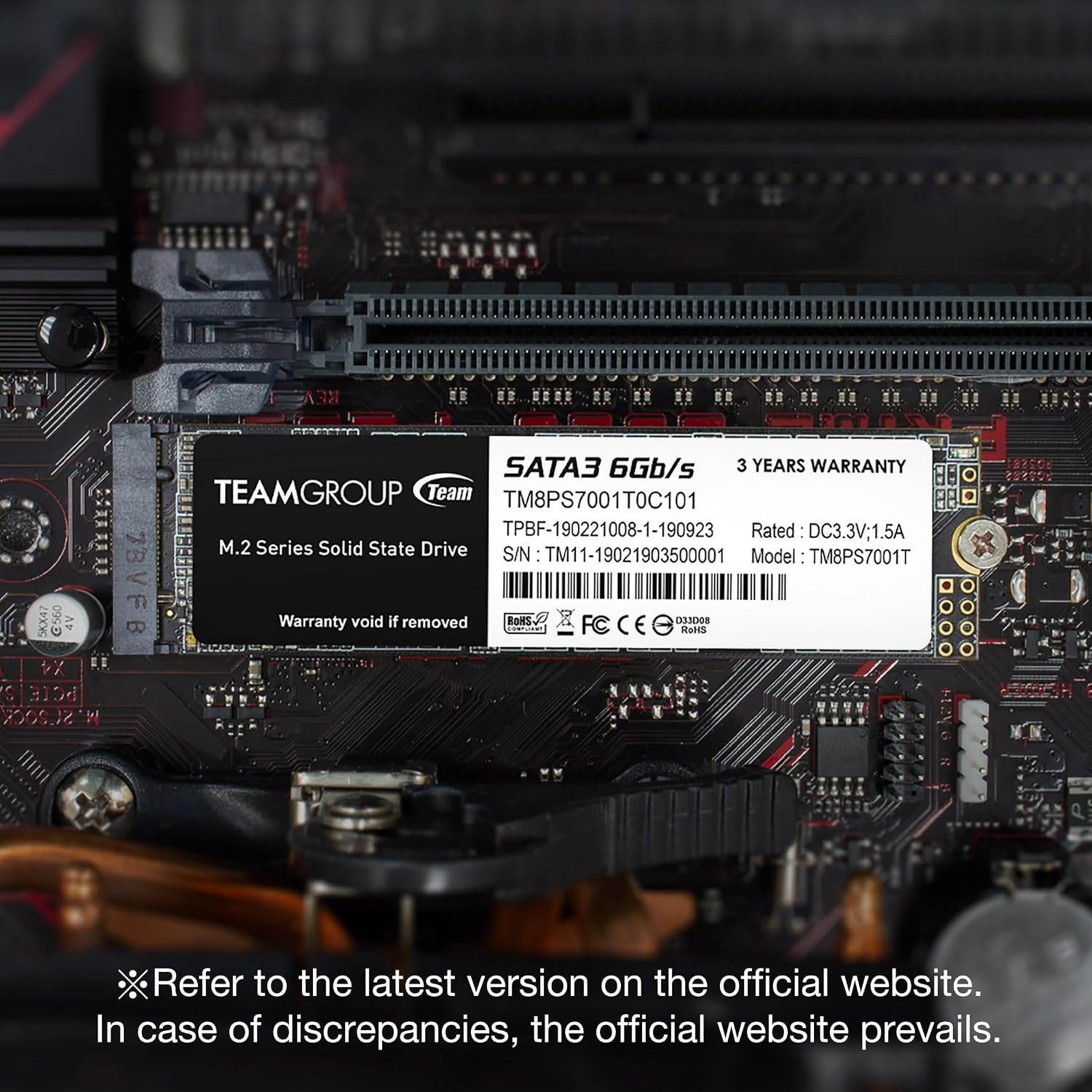 TEAMGROUP MS30 1TB with SLC Cache 3D NAND TLC M.2 2280 SATA III 6Gb/s Internal Solid State Drive SSD (Read/Write Speed up to 530/480 MB/s) Compatible with Laptop & PC Desktop TM8PS7001T0C101