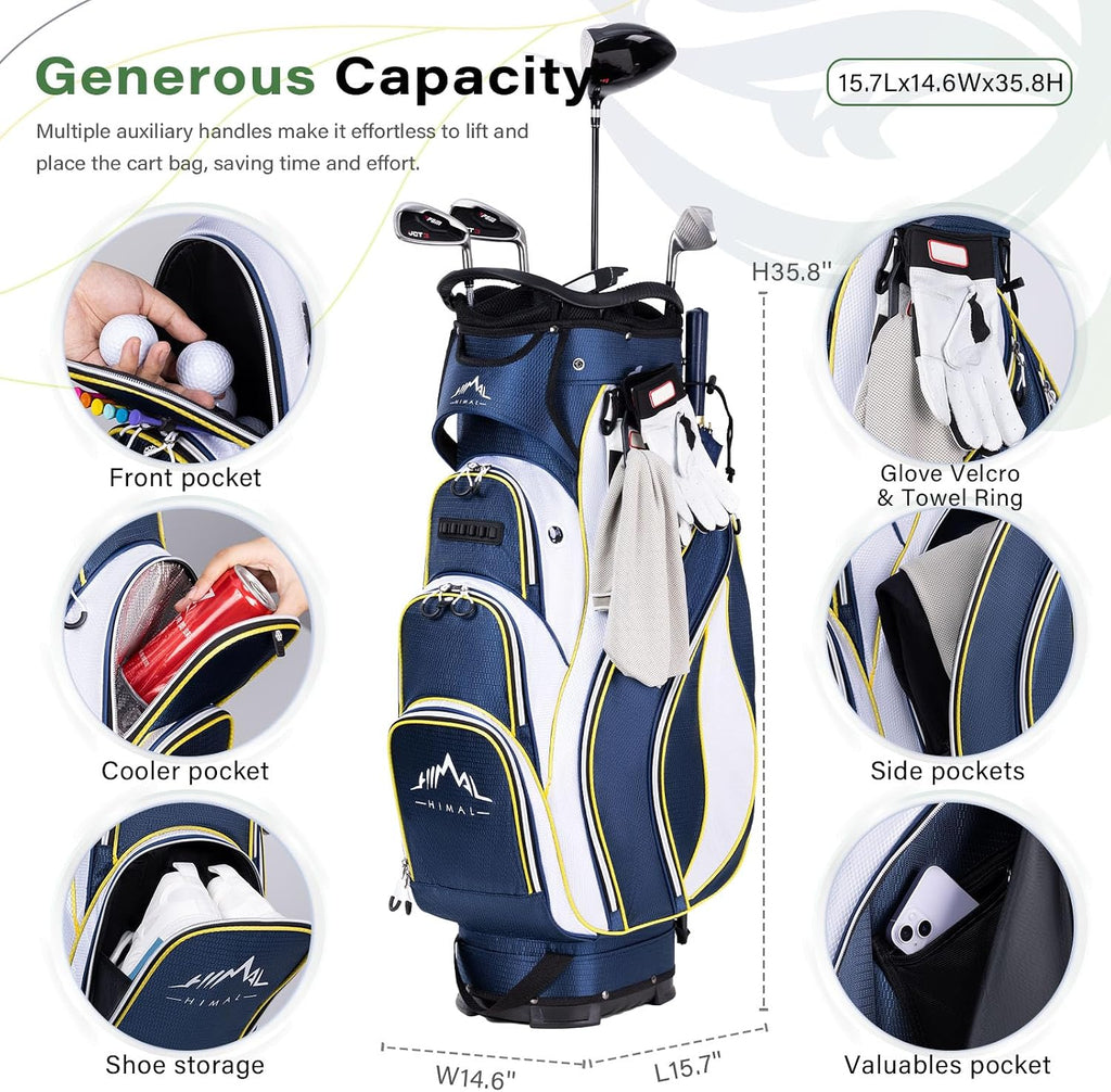uniHimal Golf Cart Bag with 14-Way Divider Top, Ample Storage Space, Men's Golf Bag with Handles and Umbrella Holder