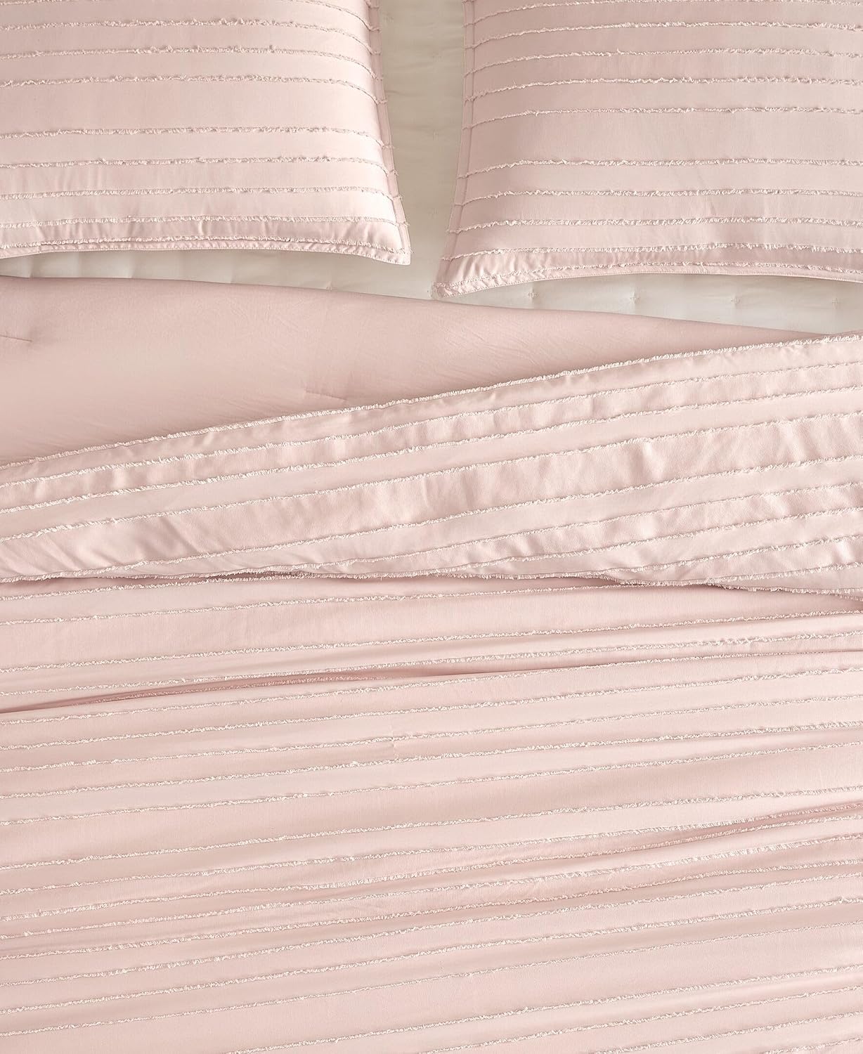 UGG Textured King Comforter Set - 3 Piece Striped Reversible Queen Bedding Set with Pillow Shams, Stylish Soft & Luxurious Light Pink Bed Set for Home & Bedroom (King)