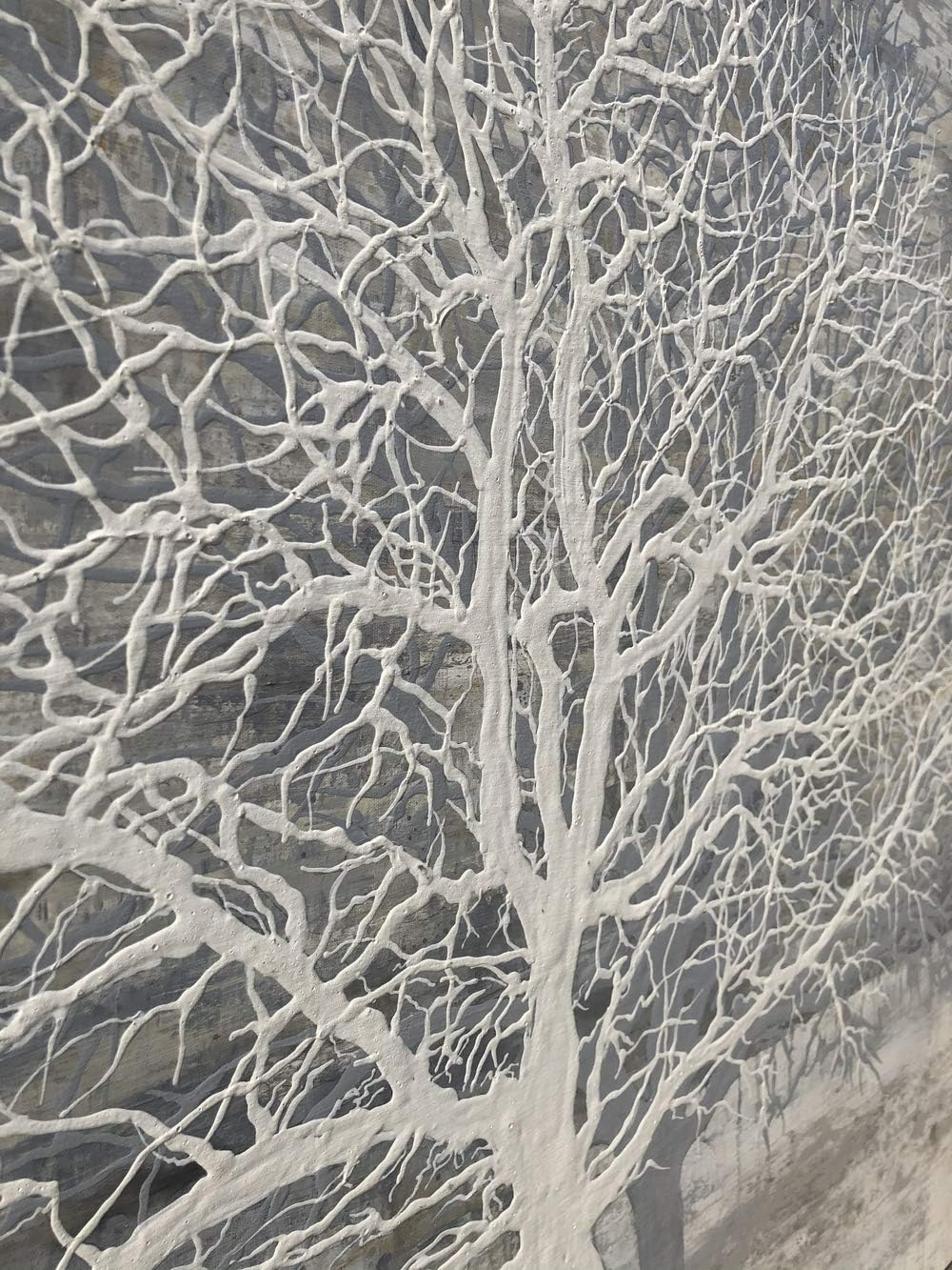 Yihui Arts Abstract Tree Canvas Wall Art: Large White Shadow Tree Picture Painting Print for Bedroom Modern Horizontal Wall Decor Idea Designs