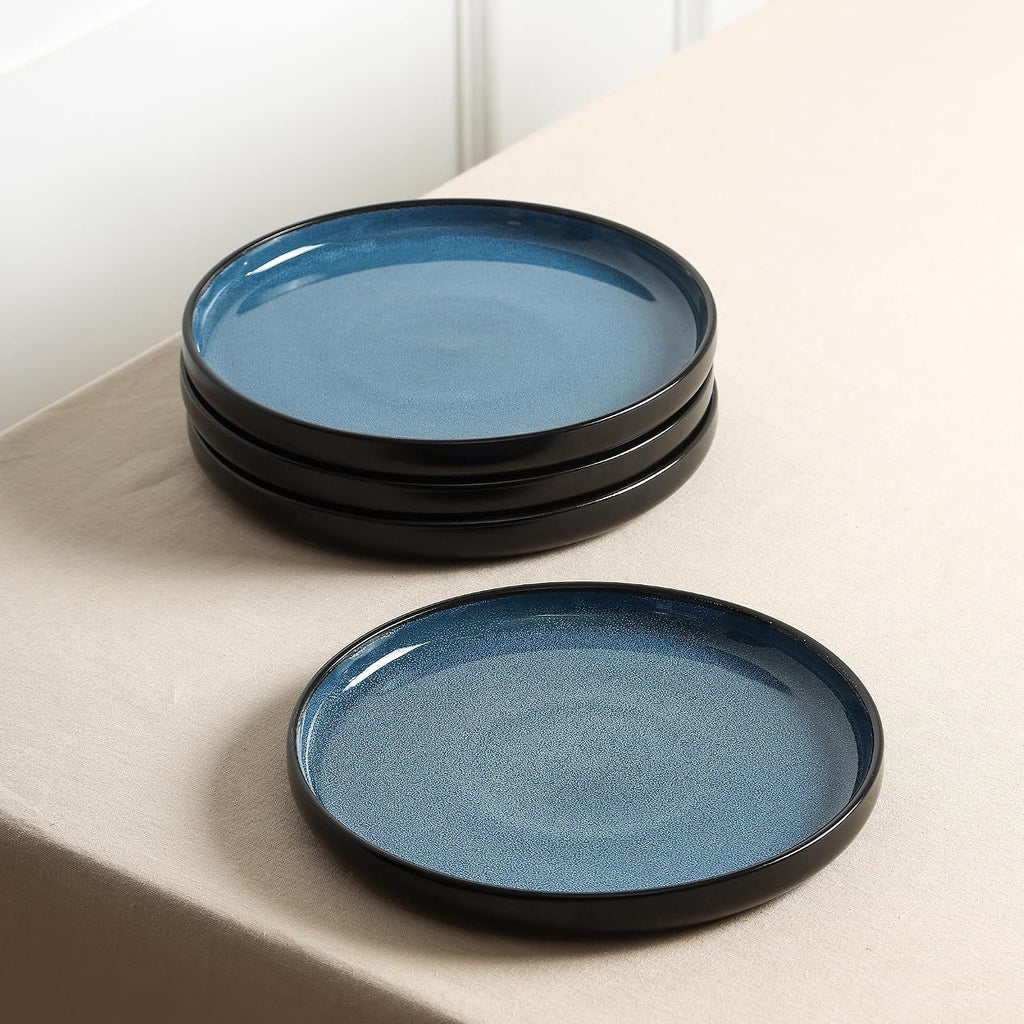 Stone Lain Lagoon 24-Piece Stoneware Dinnerware Set – Plates & Bowls Service for 8, Blue, Microwave & Dishwasher Safe, Durable Modern Ceramic Tableware for Everyday Dining & Entertaining