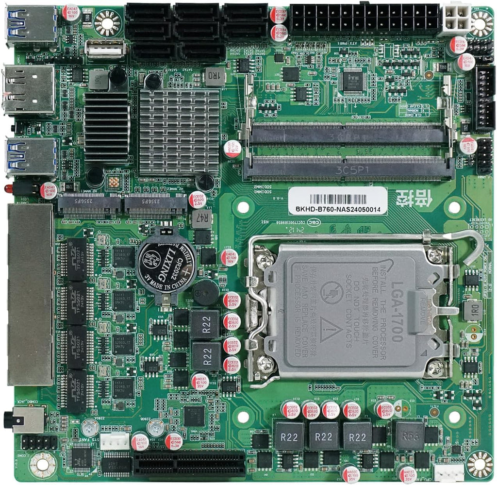 B760 NAS Motherboard is Suitable for Processor 12/13/14 Generation CPU |2X M.2 NVMe|8X SATA3.0|4X Intel 2.5G Network Port 17 * 17cm Soft Router ITX Mainboard