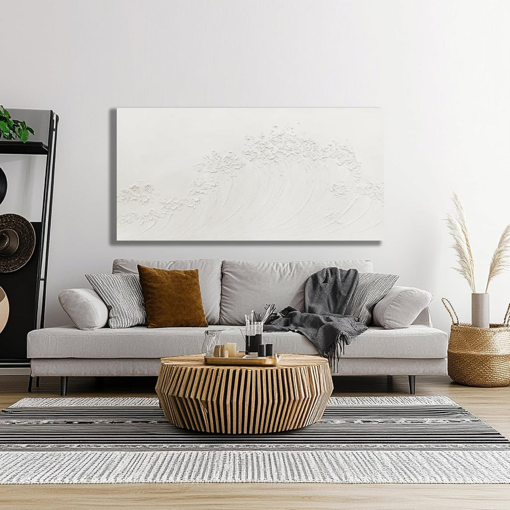 Yuaxker Large Ocean Wall Art White Wave Wall Decor Abstract Aesthetic Canvas Painting Artwork for Living Room Bedroom Dining Room Office Home Decor 30x60 Inch