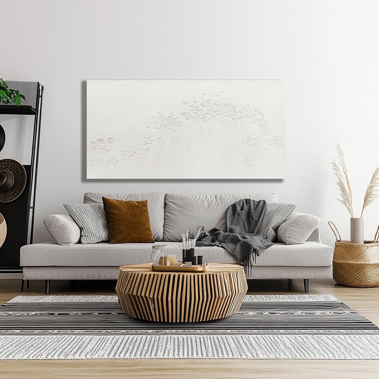 Yuaxker Large Ocean Wall Art White Wave Wall Decor Abstract Aesthetic Canvas Painting Artwork for Living Room Bedroom Dining Room Office Home Decor 30x60 Inch