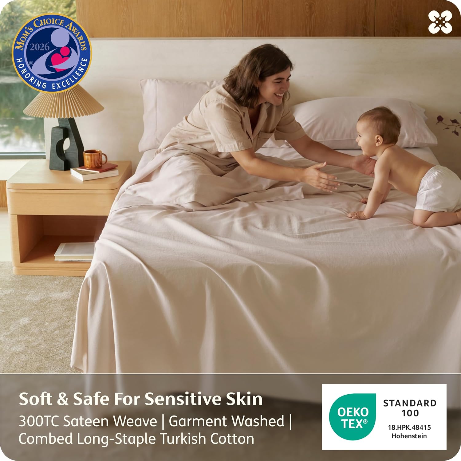 Bedsure 100% GOTS Certified Organic Cotton Sheets, King Size Sheets Set, 17' Deep Pocket Bedsheets with Corner Straps, Eco-Friendly, Soft, Breathable & Luxury PureWoven Cotton Hotel Bedding, Linen