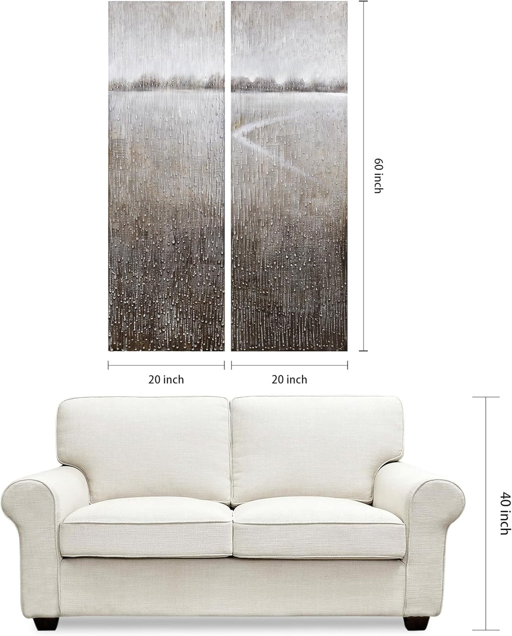 Empire Art Direct Abstract Wall Art Textured Hand Painted Canvas by Martin Edwards, Diptych, 60' x 20' each, Listlessness