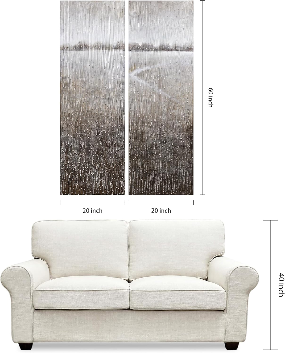Empire Art Direct Abstract Wall Art Textured Hand Painted Canvas by Martin Edwards, Diptych, 60' x 20' each, Listlessness