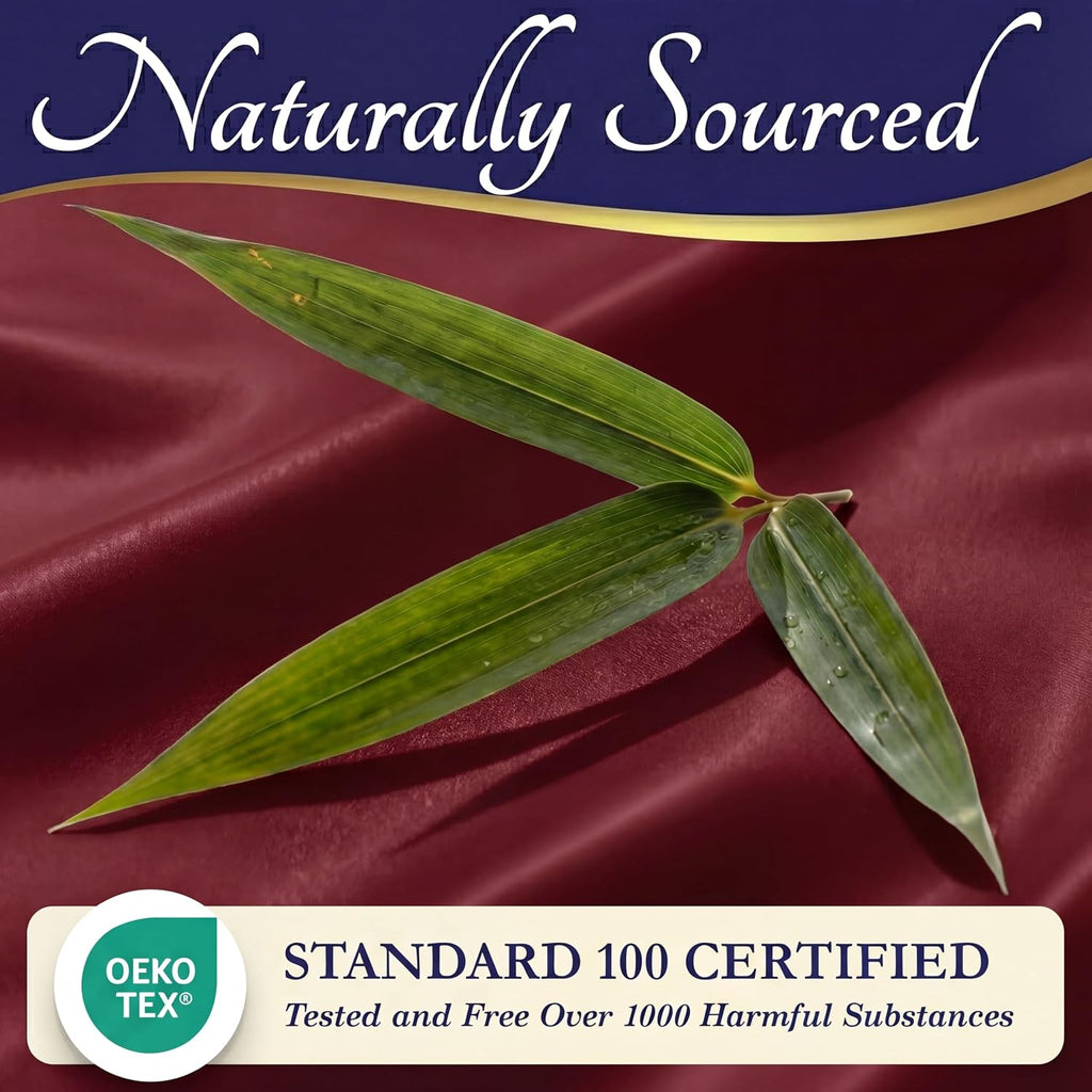 DECOLURE 100% Viscose Derived from Bamboo Sheets Queen Size - Luxury 4 Pc Naturally Cooling Sheets, Ultra Soft Bed Set - Deep 17' Pockets, Durable Double Stitching, Oeko Tex Standard (Burgundy)