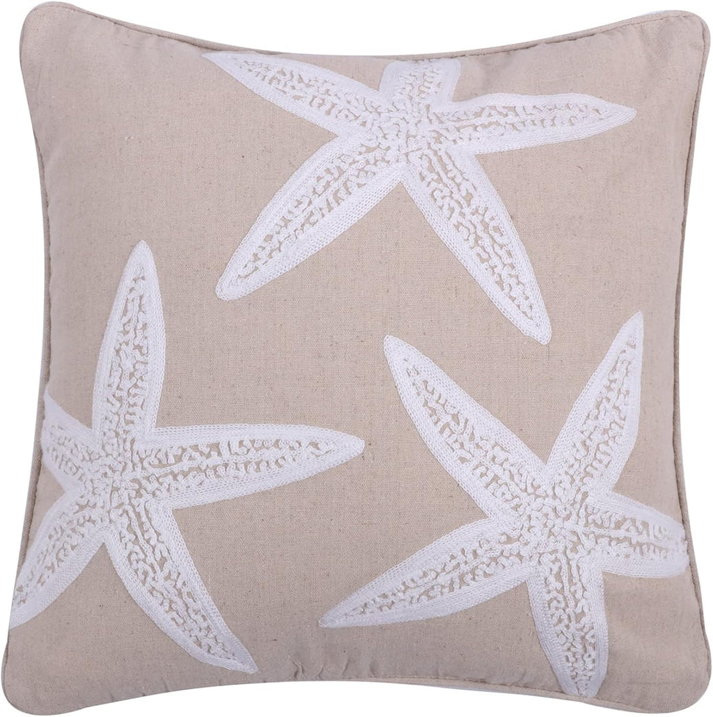 Levtex home Stone Harbor Decorative Pillow (18x18in.) - Starfish - White and Beige