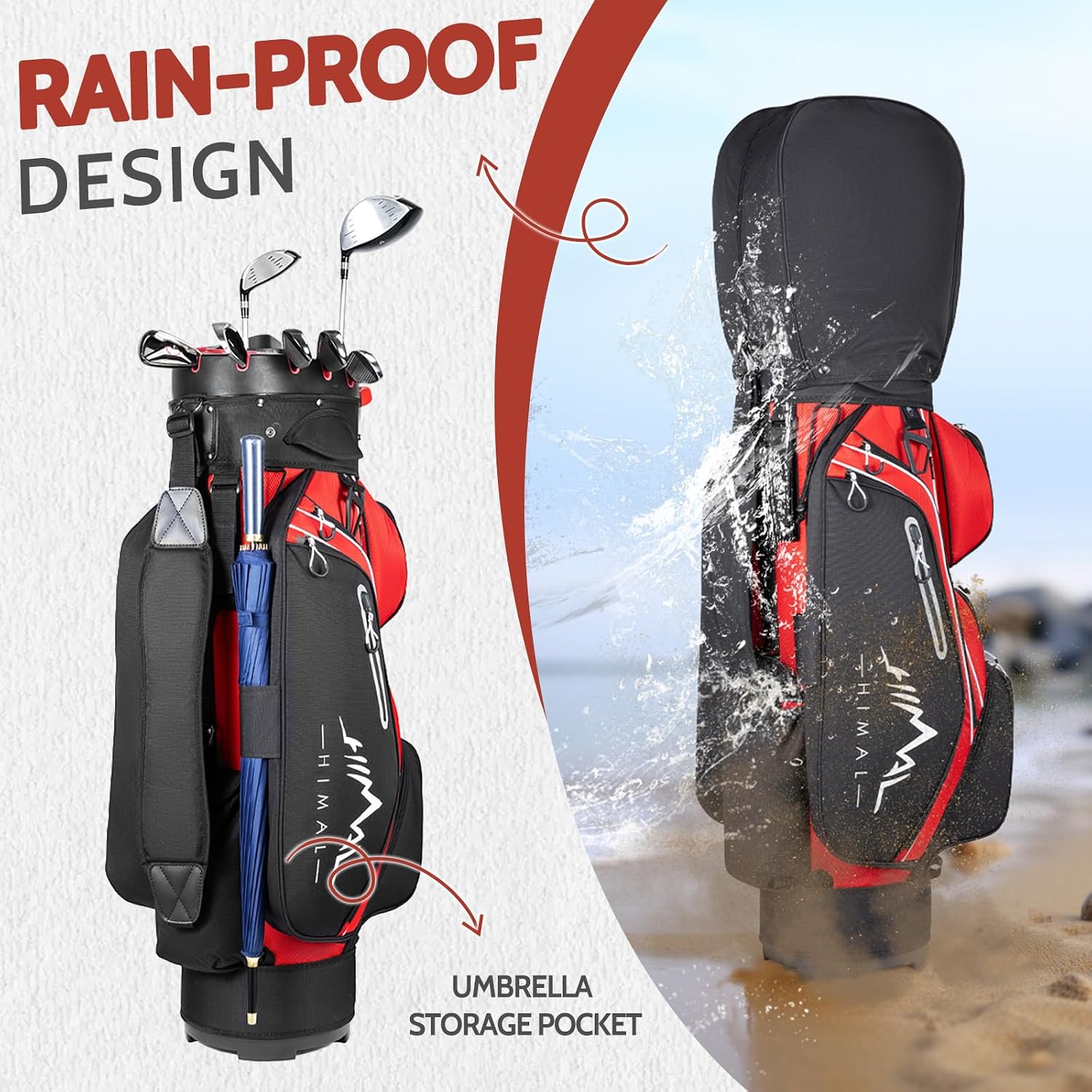 uniHimal14-Way Golf Cart Bag Pro with Full Length Divider Top, Golf Bag for Men with Handles and Rain Cover