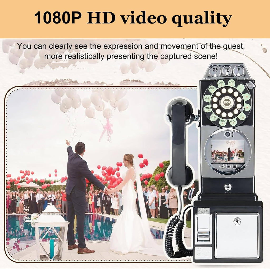 Video & Audio Guest Book Wedding Phone Guestbook Creative Record Preserve Your Special Occasions Easy to Use for Party and Wedding,Red